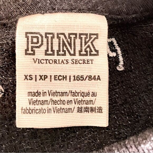 Victoria’s Secret PINK Dark Gray & Tie-Dye-Sleeve Cropped Sweatshirt. Size XS. - Picture 4 of 4